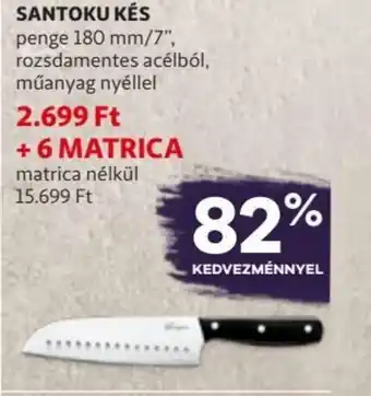 Auchan Santoku Kés penge 180 mm/7, rozsdamentes acélból, múanyag nyéllel ajánlat