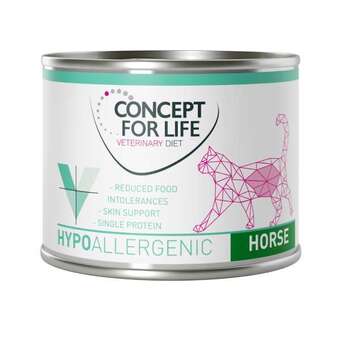 ZooPlus 12x200g concept for life veterinary diet hypoallergenic ló nedves gyógytáp macskáknak ajánlat