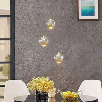 Arany függesztett lámpa üveggel, 3 led-es lámpával - hayley