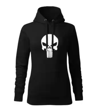 Dragowa kapucnis női pulóver punisher, fekete 320g / m2