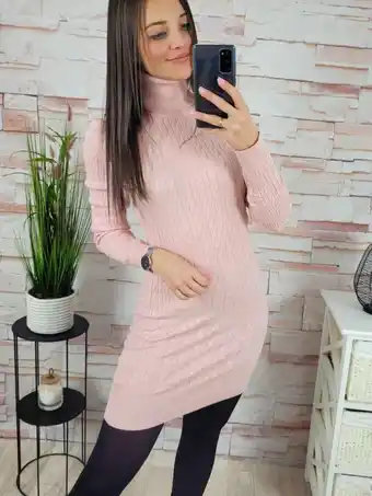 NorenStore Anyagában mintás, pihe-puha, garbós nyakú, kötött ruha l-xl ajánlat
