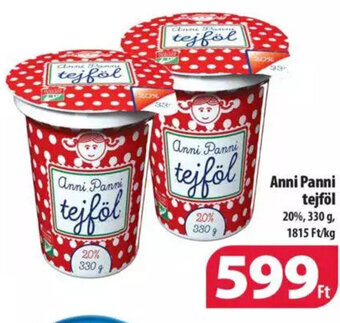 Coop Anni Panni tejföl 20%, 330 g ajánlat