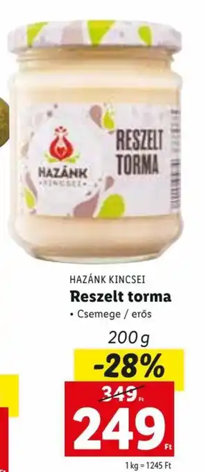 Lidl Hazánk Kincsei Reszelt torma Csemege / erős 200 g ajánlat