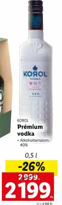 Lidl Korol Prémium vodka Alkoholtartalom: 40% 0,5 L ajánlat