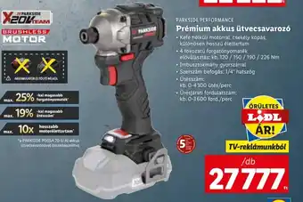 Lidl Parkside Prémium akkus ütvecsavarozó Kefe néküli motorral, csekély kopás, külömösen hosszú élettartam Imbusztokmány gyorszárr ajánlat
