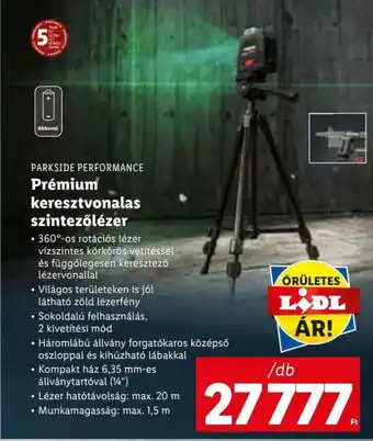 Parkside Prémium keresztvonalas szintezőlézer 360-os rotációs lézervÍzszintes körkörös vetitlssel és függölegesen keresztezö