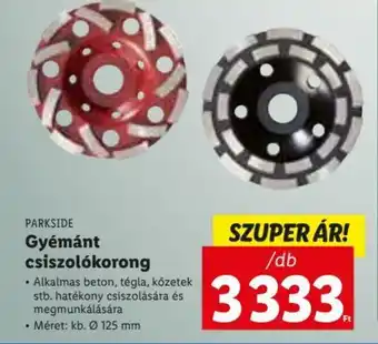 Lidl Parkside Gyémánt csiszolókorong Alkalmas beton, tégla közetek stb. hatékony csiszolására és megmunkálására Méret: kb 125 mm ajánlat