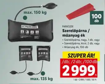 Lidl Parkside Szerelőpárna / múanyag ék Szerelőpárna, nagy 1 db, vagy, Szerelőpárna kicsi, 2 db, vagy, Múanyag ék 100 db ajánlat