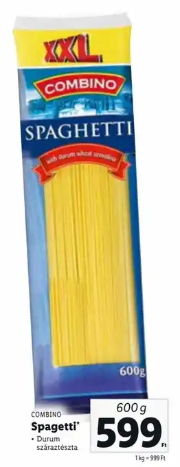Lidl Combino Spagetti Durum száraztészta 600 g ajánlat