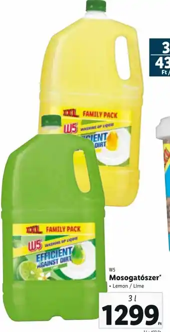 Lidl W5 Mosogatószer Lemon / Lime 3L ajánlat