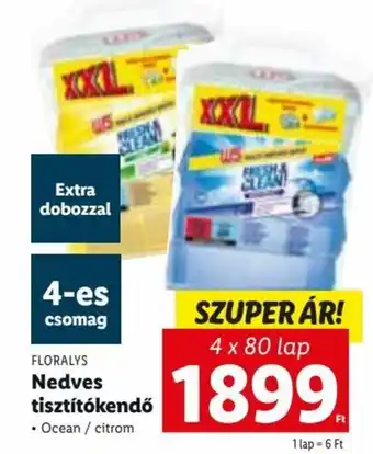 Lidl Floralys Nedves tisztÍtókendő Ocean / citrom 4 x 80 lap Extra dobozzal 4-es csomag ajánlat