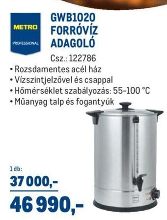 Metro Metro professional gwb1020 forróvÍz adagoló ajánlat