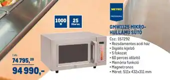 Metro Metro professional gmw1125 mikrohullámú sütő 1000w 25l ajánlat