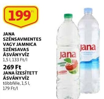 Auchan Jana szénsavmentes vagy jamnica szénsavas ásványvíz 1.5l ajánlat