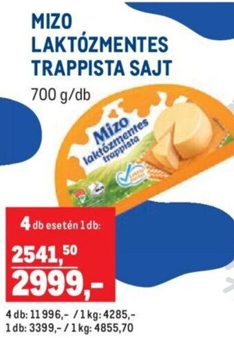 Metro Mizo laktózmentes trappista sajt 700g ajánlat