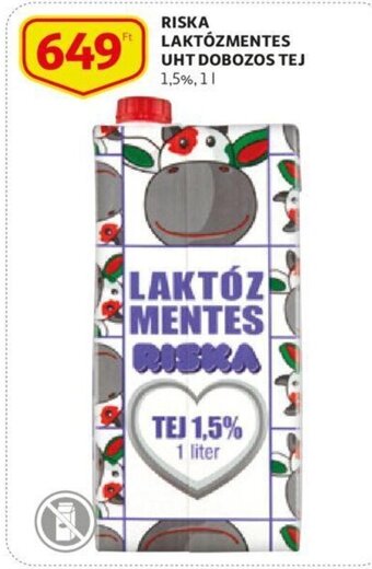 Auchan Riska laktózmentes uht dobozos tej 1.5% 1l ajánlat