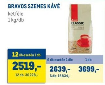 Metro Bravos szemes kávé 1kg ajánlat