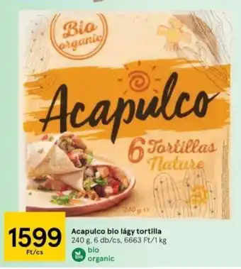 Acapulco bio lágy tortilla 240g 6db