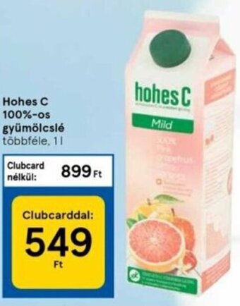 Tesco Hohes C 100%-os gyümölcslé 1l ajánlat