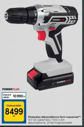 Tesco Powerplus akkumulátoros fúró-csavarozó 12 V-os csavarhúzó / fúró Li-ion 20Nm forgónyomaték ajánlat