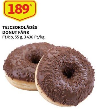 Auchan Tejcsokoládés donut fánk 55g ajánlat