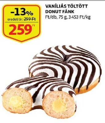 Auchan Vaníliás töltött donut fánk 75g ajánlat