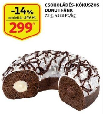 Auchan Csokoládés-kókuszos donut fánk 72g ajánlat