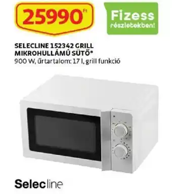 Auchan Selecline 152342 grill mikrohullámú sütő 900w 17l grill funkció ajánlat