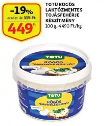 Auchan Totu rögös laktózmentes tojásfehérje készítmény 100g ajánlat