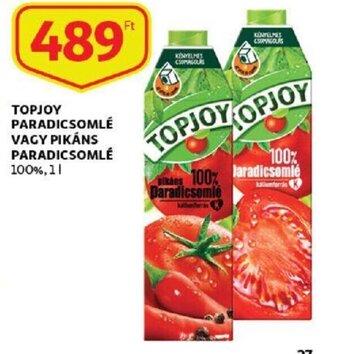 Auchan Topjoy paradicsomlé vagy pikáns paradicsomlé 1l ajánlat