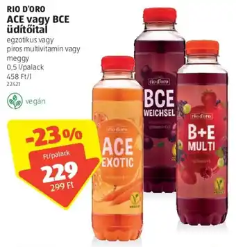 ALDI Rio d'oro ace vagy bce üdítőital egzotikus vagy piros multivitamin vagy meggy ajánlat