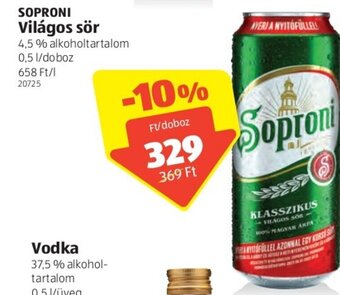 ALDI Soproni világos sör 4.5% 0.5l ajánlat