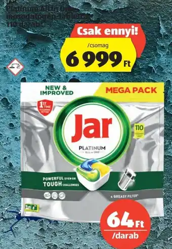 ALDI Jar platinum all in one mosogatógén tabletta 110 darab lemon ajánlat