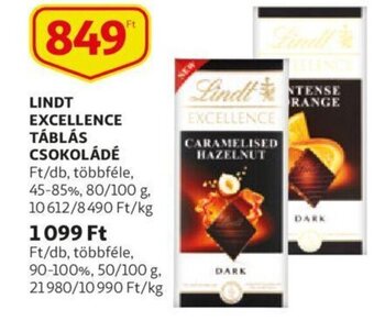 Auchan Lindt excellence táblás csokoládé 80/100g ajánlat