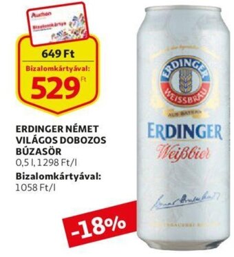 Auchan Erdinger német világos dobozos búzasör 0,5l ajánlat