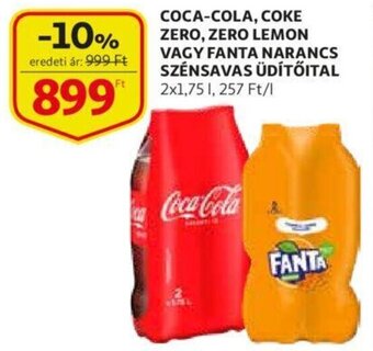 Auchan Coca-cola, coke zero, zero lemon vagy fanta narancs szénsavas üdítőital 2x1,75l ajánlat