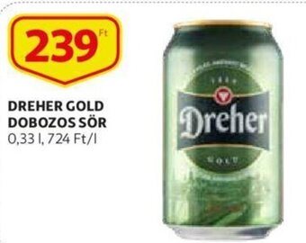Auchan Dreher gold dobozos sör 0,33l ajánlat