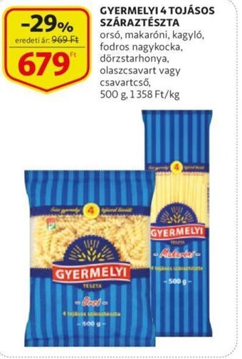 Auchan Gyermelyi 4 tojásos száraztészta 500g ajánlat