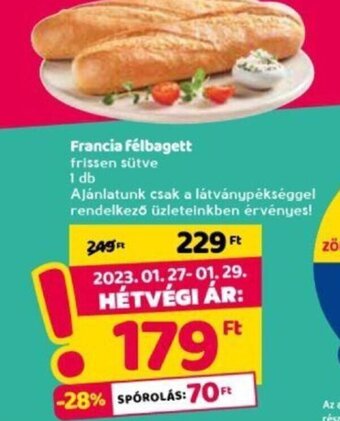 Spar Francia félbagett frissen sütve 1 db ajánlat