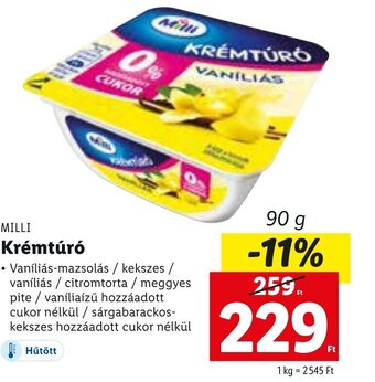 Lidl Milli krémtúró 90g ajánlat