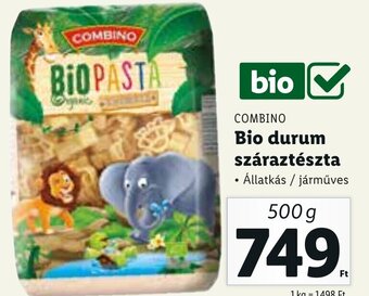 Lidl Combino bio durum száraztészta 500g ajánlat