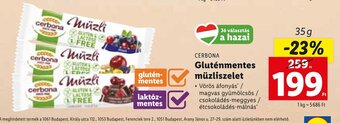 Lidl Cerbona gluténmentes müzliszelet 35g ajánlat