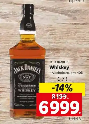 Lidl Jack daniel's whisky 40% 0,7l ajánlat