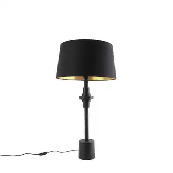 Lámpa és Fény Art deco asztali lámpa fekete pamut árnyalatú fekete 45 cm - diverso ajánlat