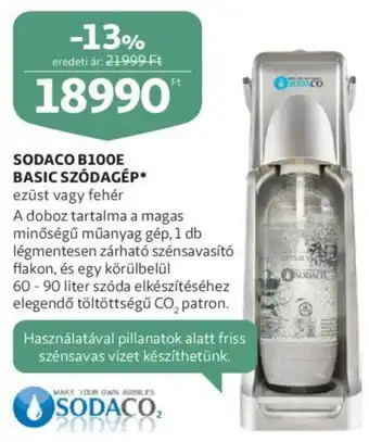 Auchan Sodaco b100e basic szódagép ezüst vagy fehér ajánlat