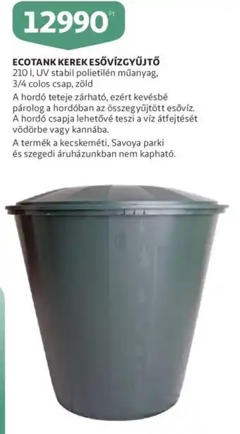 Auchan Ecotank kerek esővízgyűjtő 210l, UV stabil polietilén műanyag, 3/4 colos csap, zöld ajánlat