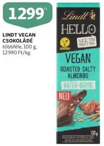Auchan Lindt vegan csokoládé többféle 100g ajánlat