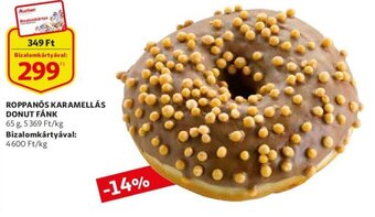 Auchan Roppanós karamellás donut fánk 65g ajánlat