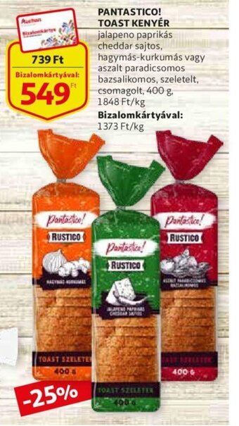 Auchan Pantastico! toast kenyér 400g ajánlat