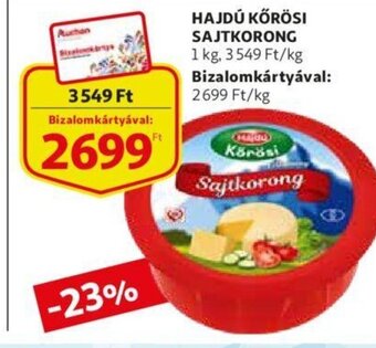 Auchan Hajdú kőrösi sajtkorong 1 kg ajánlat
